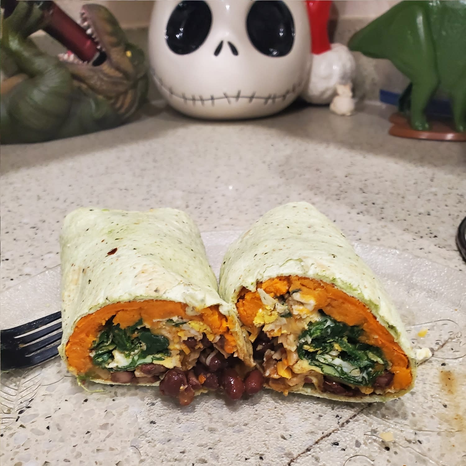 Sweet Potato Black Bean Egg White Breakfast Burritos Recipe