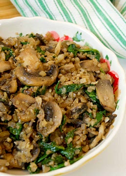 Low Carb Mushroom & Spinach Cauliflower Rice