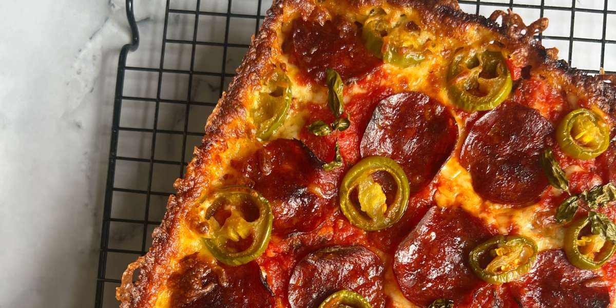 Detroit-Style Pepperoni and Pickled Pepper Pan Pizza