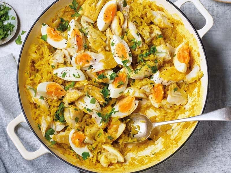 Buttery leek and smoked trout kedgeree Recipe Samsung Food