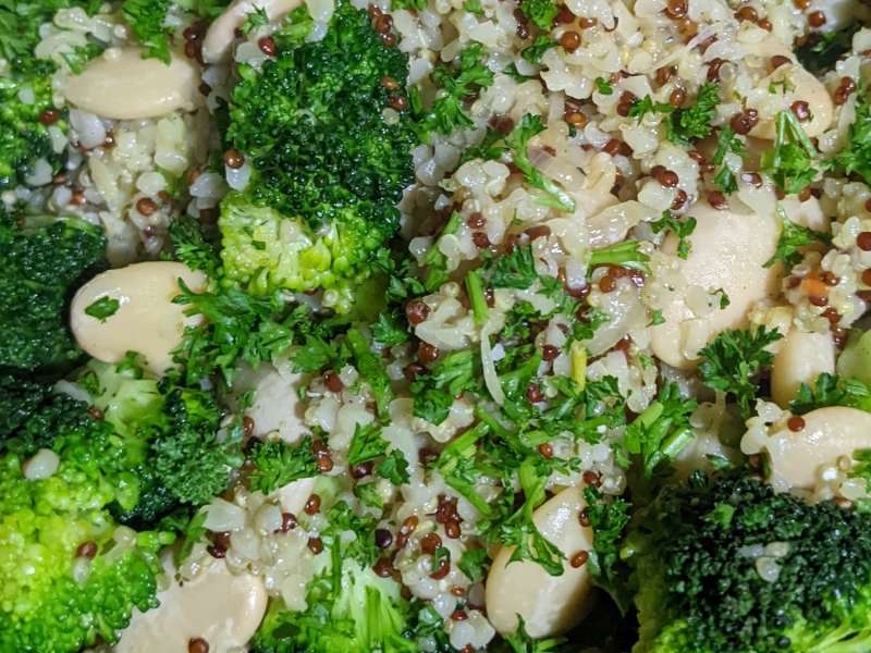 One Pan Broccoli Quinoa Skillet with Parmesan