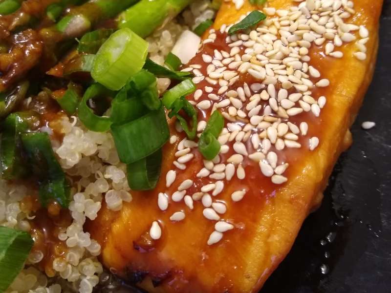 Air Fryer Salmon with Maple Soy Glaze 