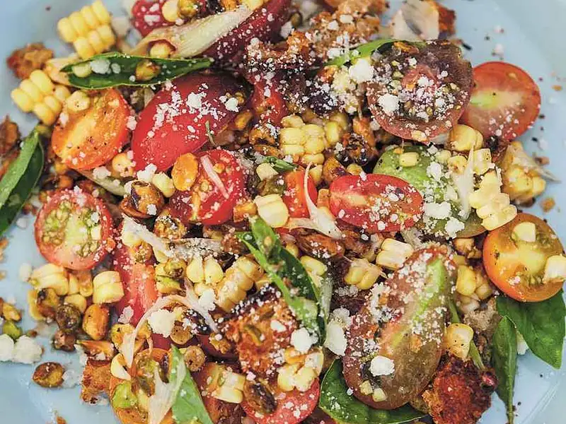 joshua mcfadden's corn and tomato salad with torn croutons — THE BUTTER