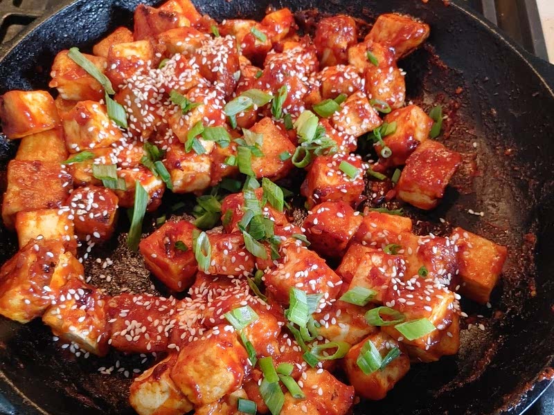 Korean Tofu with Spicy Korean Ketchup peaceful