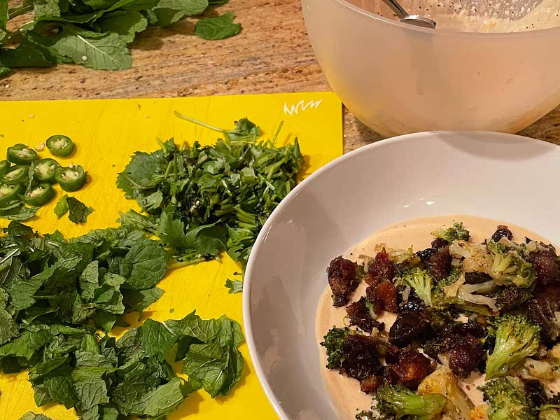 Roasted Cauliflower with Dates Tahini Mint Cumin Recipe — Samsung Food