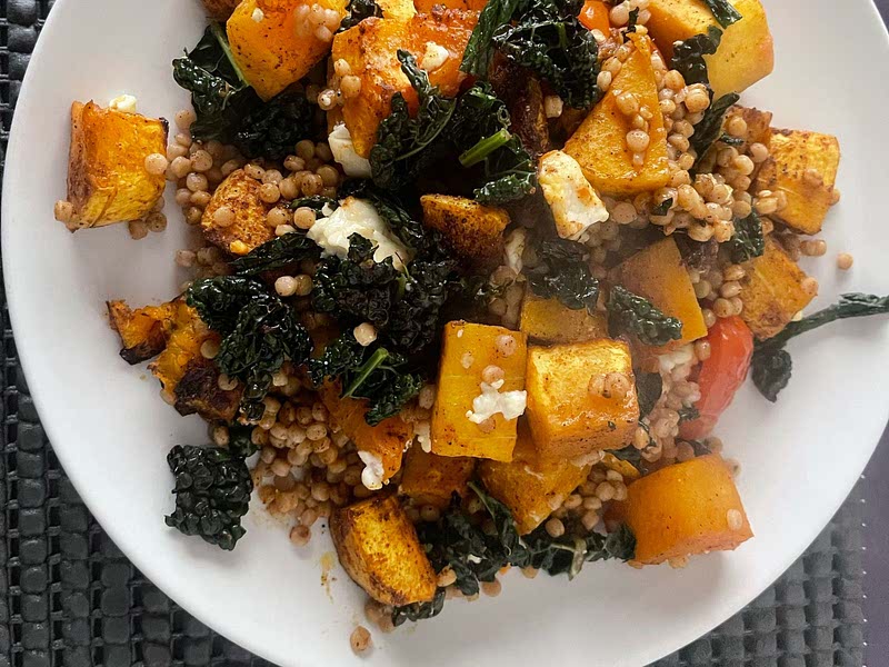 Autumn couscous with roast squash and feta Recipe — Samsung Food