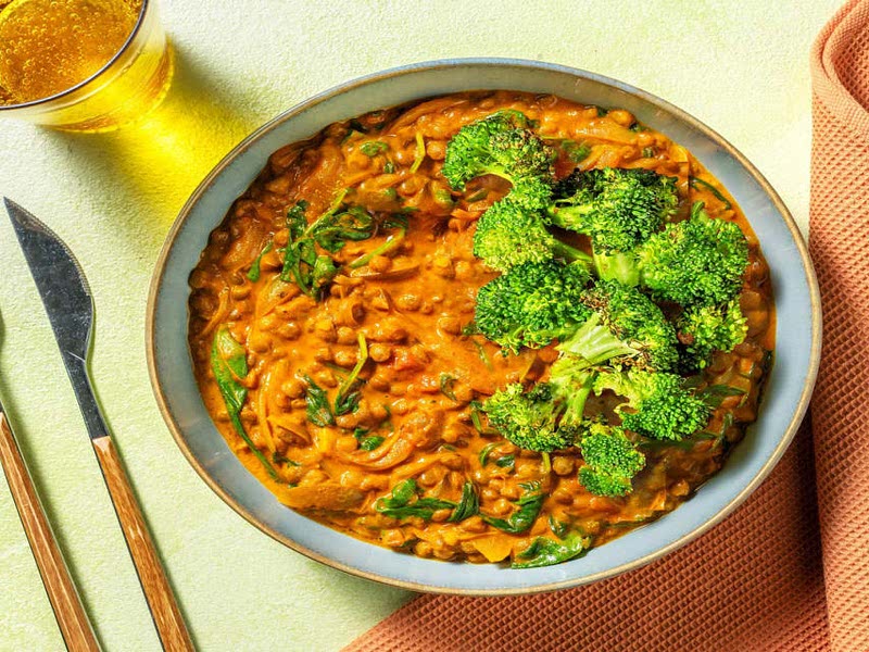 North Indian Style Cauliflower & Lentil Dal with Caramelised Onion and