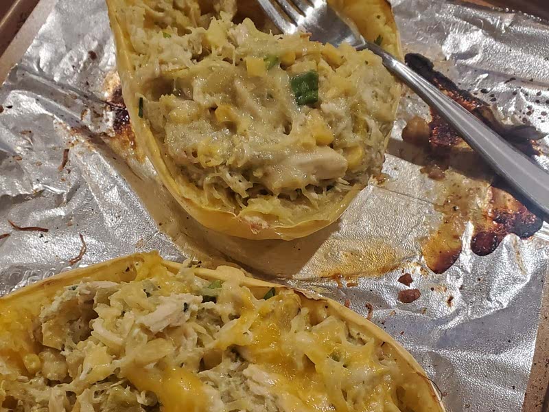 Green Chile Chicken Enchilada Stuffed Spaghetti Squash Recipe Samsung