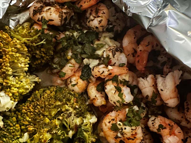 Shrimp and shop broccoli foil packets