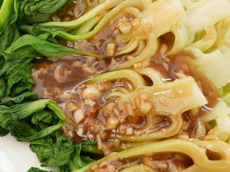 Blanched Choy Sum with Garlic Sauce Recipe — Samsung Food