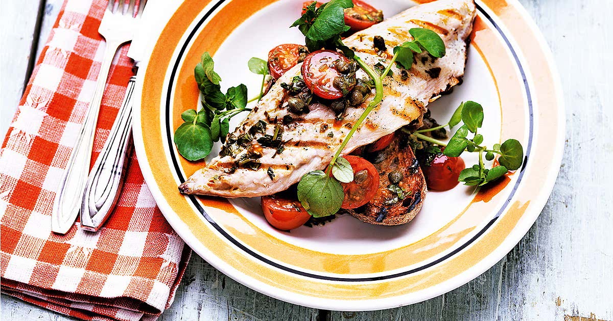 Grilled mackerel and tomatoes on toast Recipe Samsung Food
