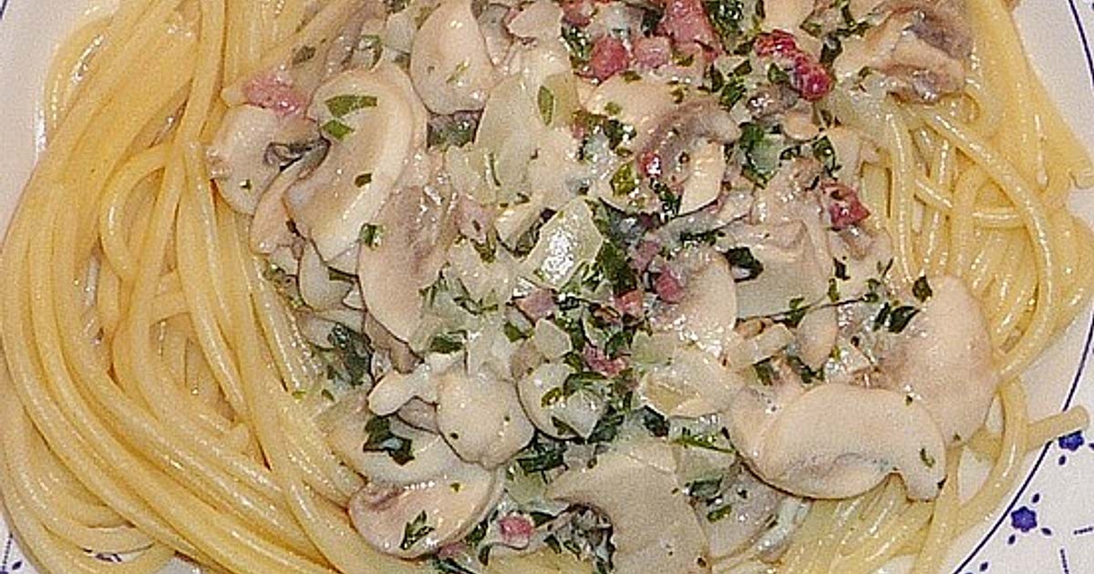 Bandnudeln mit Champignon - Sahne - Speck Soße Recipe - Samsung Food
