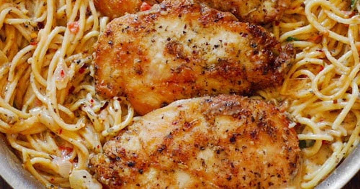 Italian Chicken Pasta in Creamy White Wine Parmesan Cheese Sauce Recipe