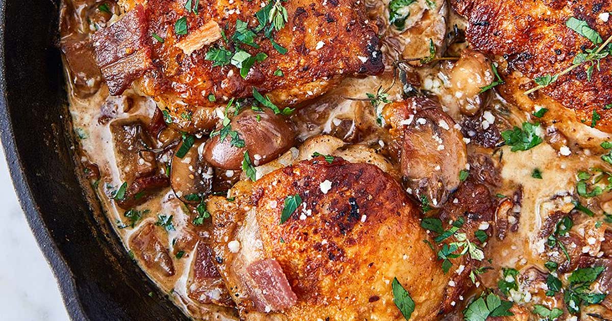 Keto Bacon Chicken Thighs With Garlic Cream Sauce Recipe Samsung Food App