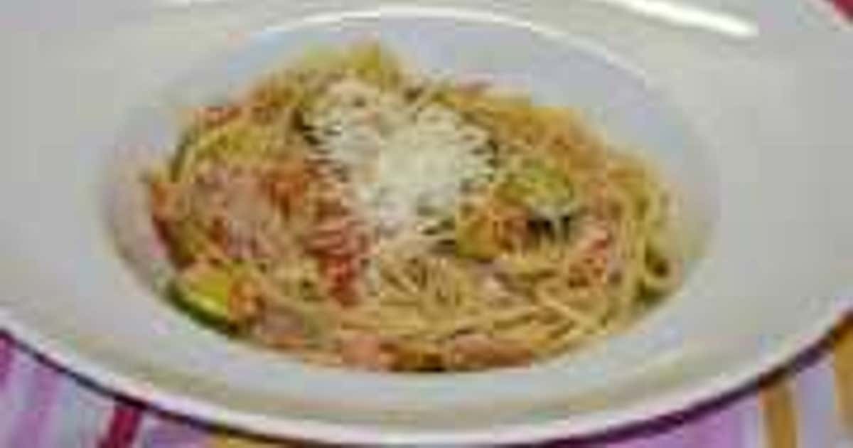 Spaghetti mit Zucchini-Schinken-Sauce Recipe - Samsung Food Spaghetti mit Zucchini-Schinken-Sauce Recipe - Samsung Food