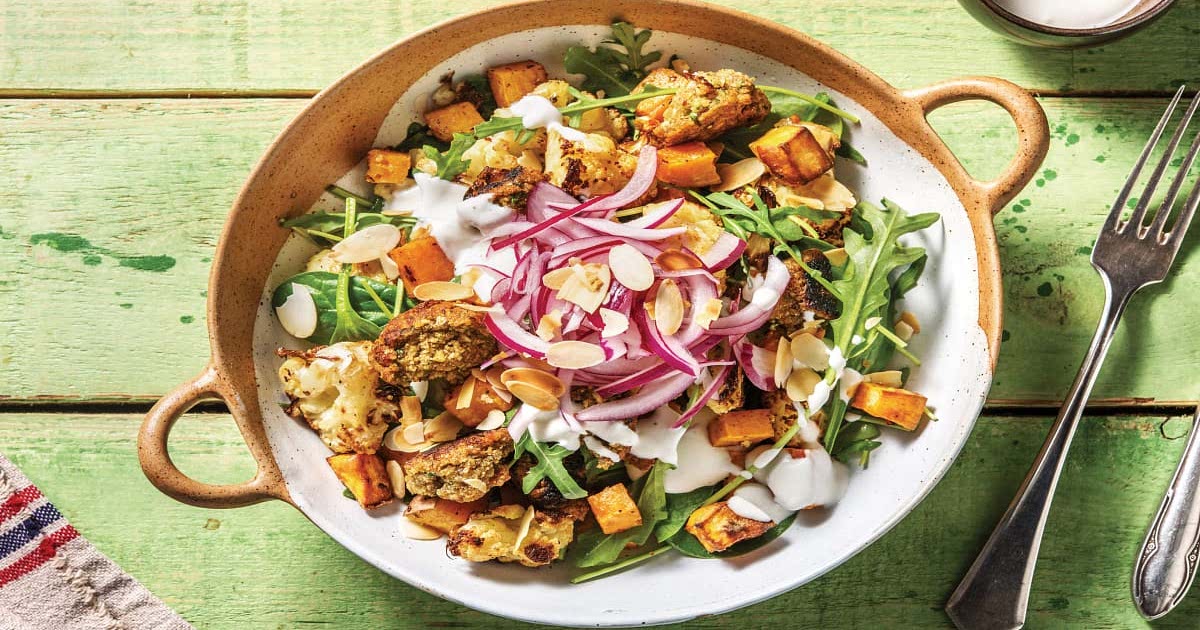 Falafel & Middle Eastern Roast Veggies with DillParsley Yoghurt