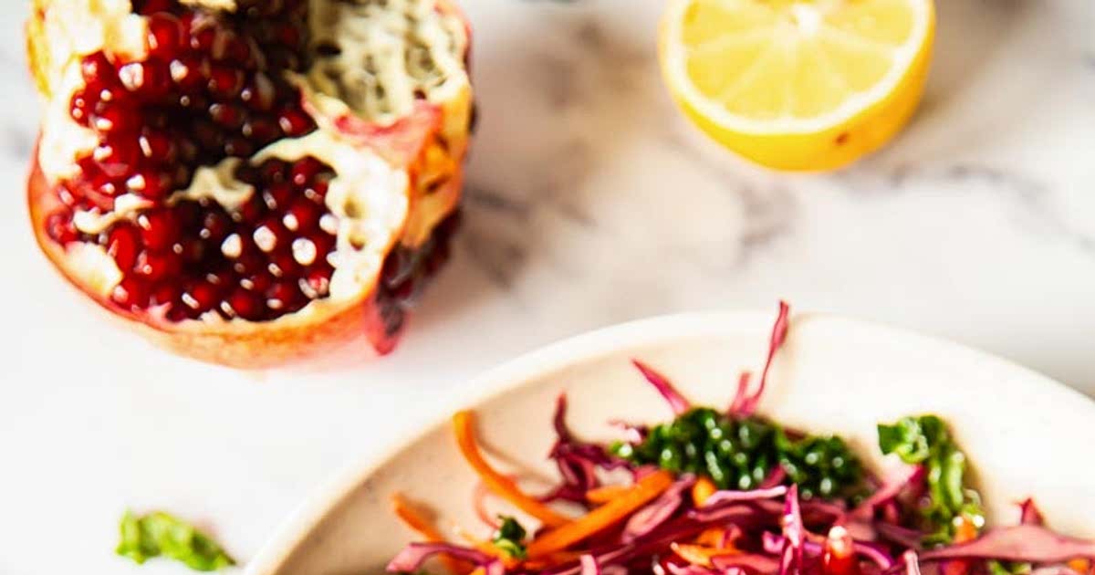 Winter Salad with Red Cabbage, Kale and Pomegranate Recipe — Samsung Food