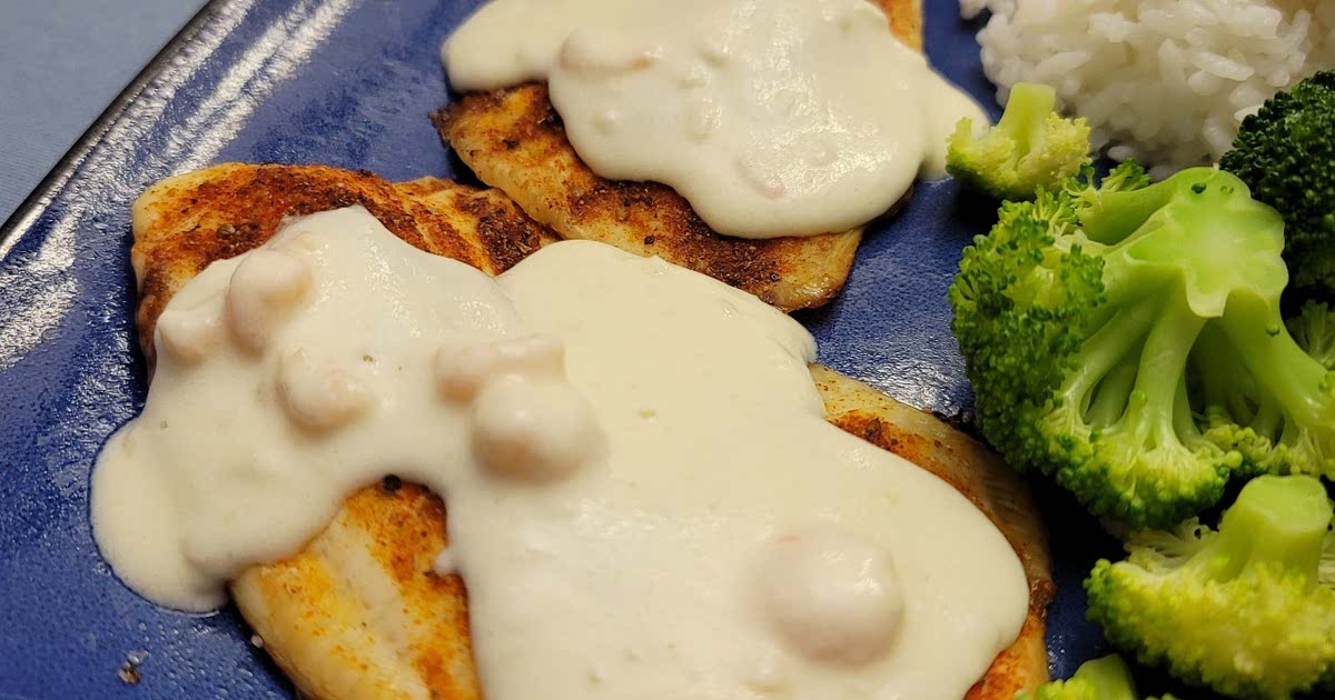 Blackened Tilapia with Shrimp Alfredo Sauce Recipe — Samsung Food