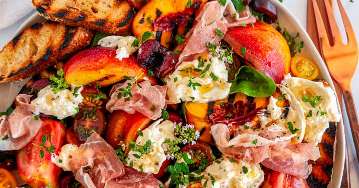 Grilled Nectarine Burrata Prosciutto Salad Recipe Samsung Food