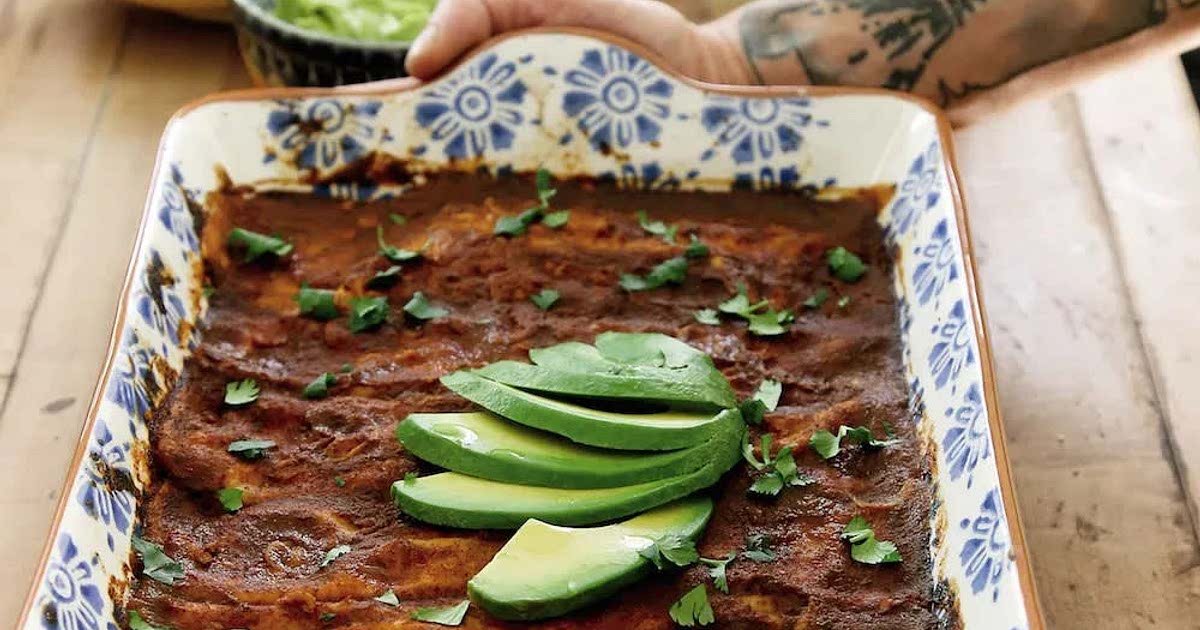 Thug Kitchen Sweet Potato, Squash, & Black Bean Enchiladas Recipe
