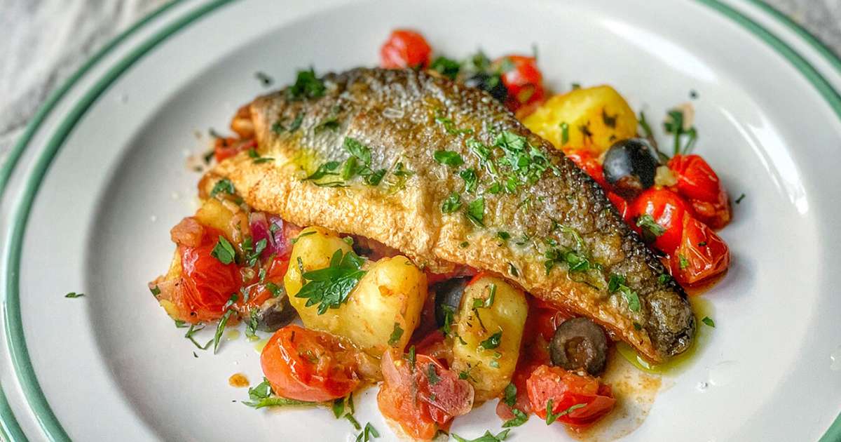 Pan Fried Sea Bass With Mediterranean Crushed Potatoes — Chris