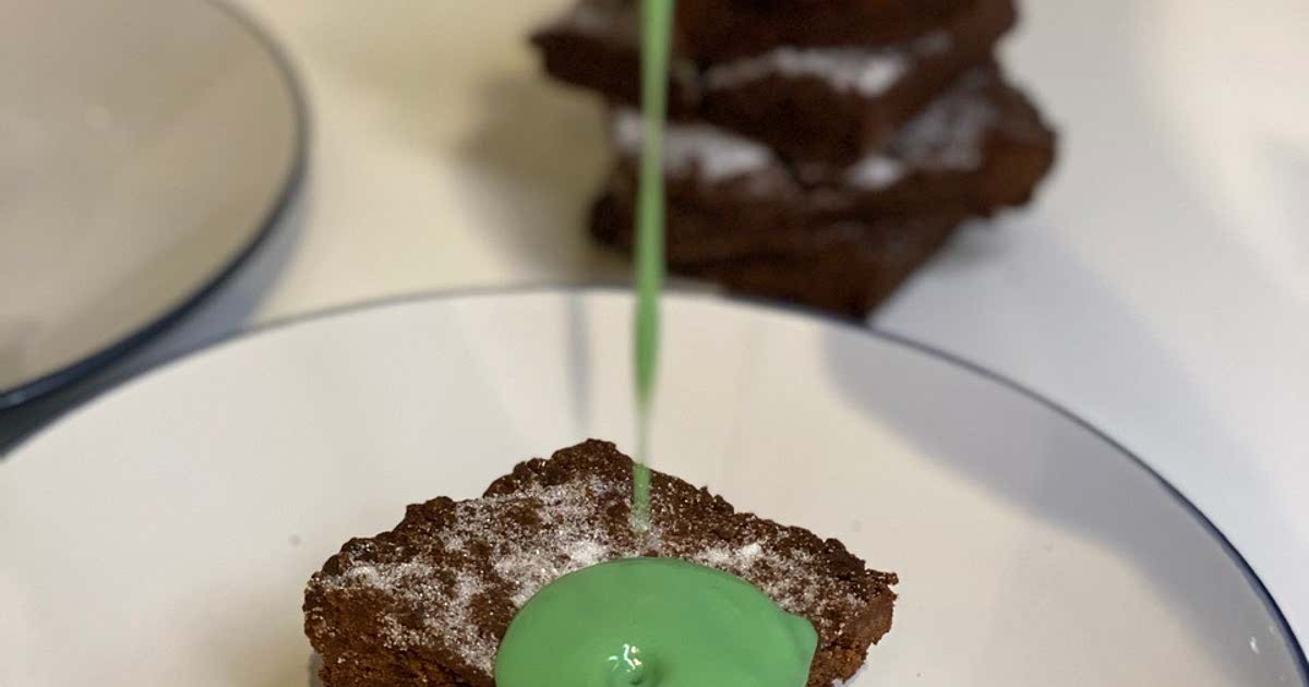 Chocolate Concrete Cake Mint Custard