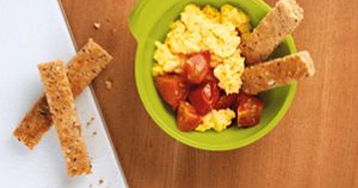 Scrambled Eggs, Cheese & Tomato for Weaning Babies CG Baby Club