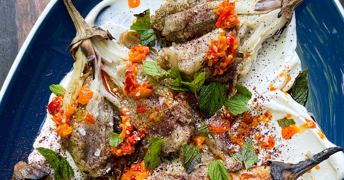Grilled Eggplant with Whipped Feta, Sumac and Mint Recipe Samsung Food