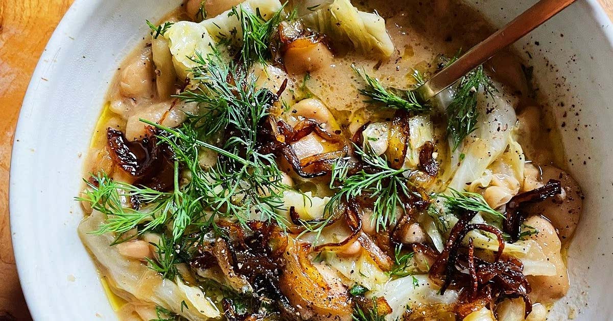 Dilly Bean Stew with Cabbage and Frizzled Onions — Alison Roman Recipe