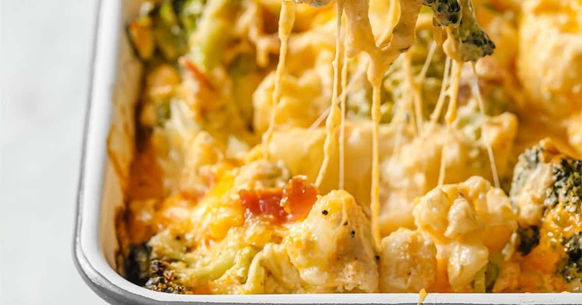 LowCarb Loaded Broccoli Cauliflower Casserole Recipe Samsung Food