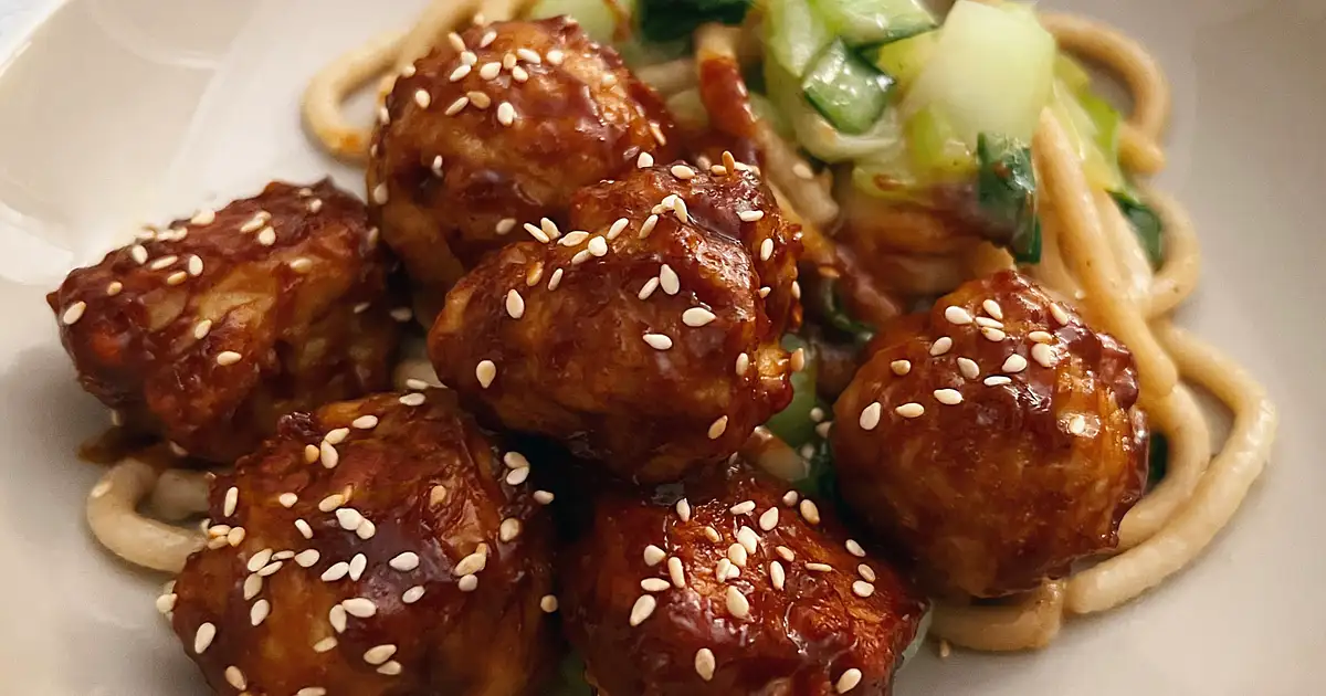 Sticky Asian Meatballs with Udon Noodles Recipe Samsung Food