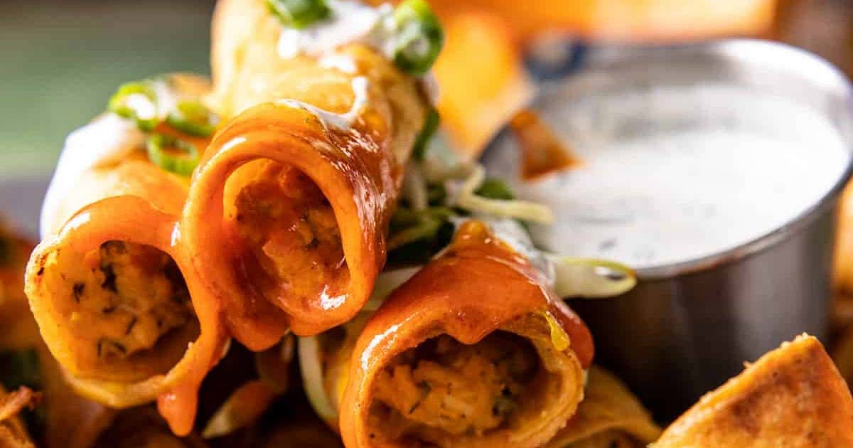 Jalapeño Cream Cheese Chicken Taquitos with Buffalo Sauce Recipe