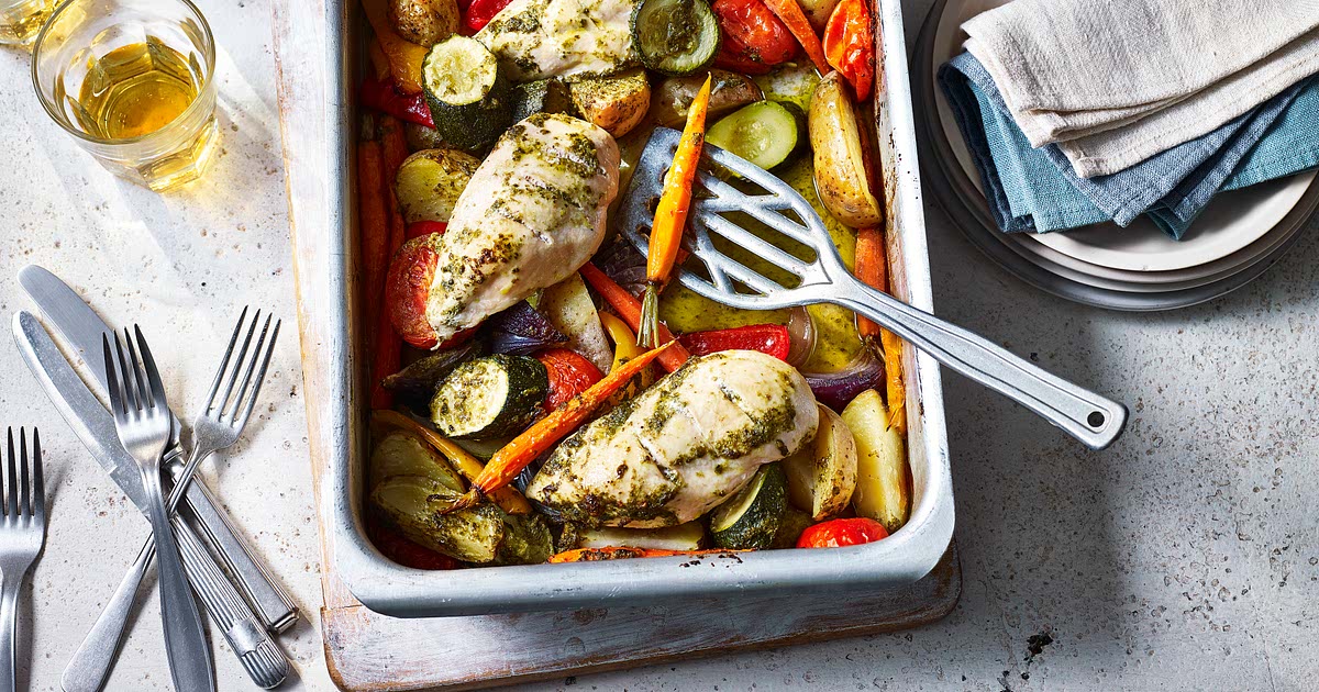 Easy roast chicken and vegetables Recipe Samsung Food