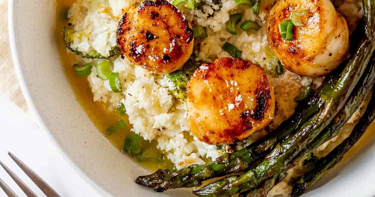 Seared Scallops & Cauliflower Rice Risotto Recipe Samsung Food