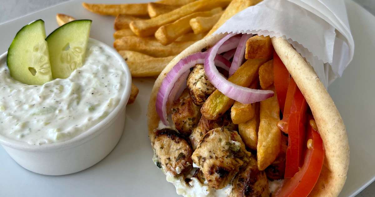 Greek Chicken Souvlaki Gyro Wrap Recipe