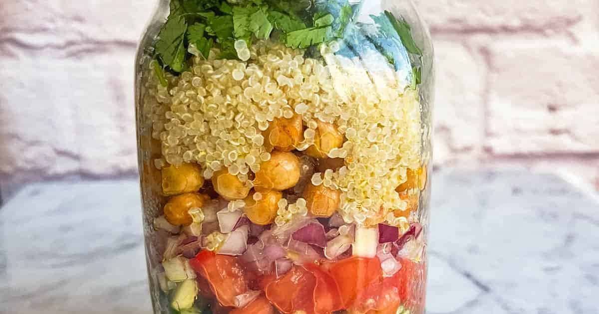 HighProtein Chickpea Quinoa Salad Jars Recipe Samsung Food
