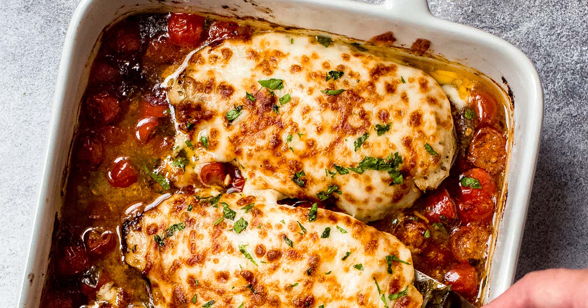 Pesto Baked Chicken with Tomatoes and Mozzarella Recipe Samsung Food