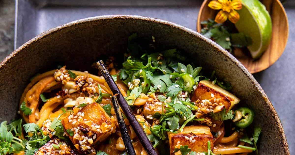 Chili Crisp Peanut Noodles with Crispy Halloumi Recipe — Samsung Food