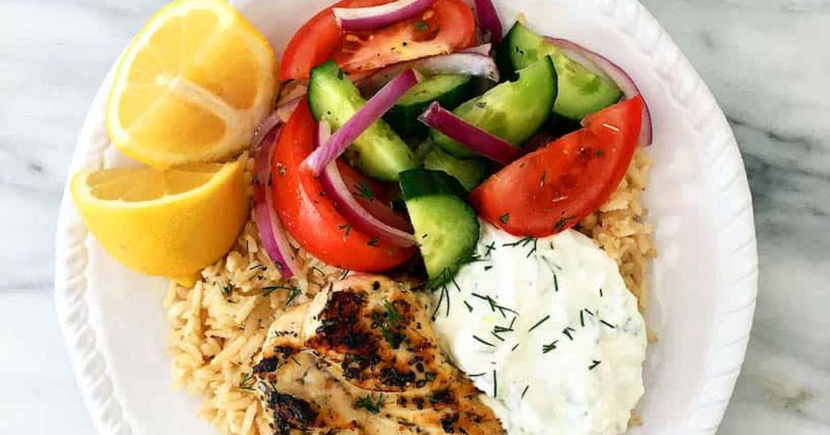 Greek Chicken Rice Bowl with Tzatziki and Salad Recipe — Samsung Food