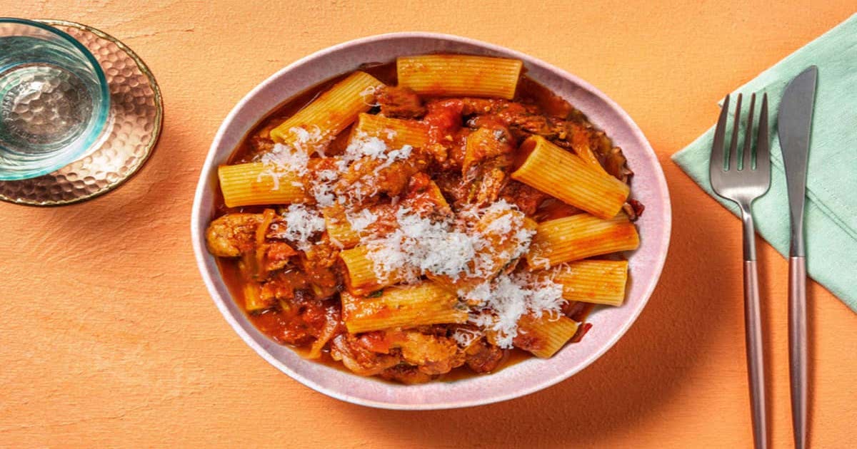 Lamb and Mushroom Ragu with Rigatoni and Cheese Recipe — Samsung Food