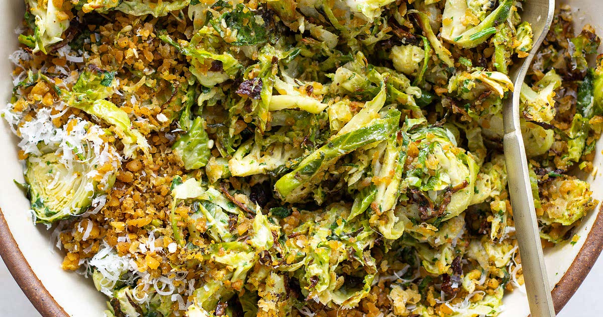 Brussel Sprout Salad with Anchovy Tahini & Za’atar Chickpeas Recipe