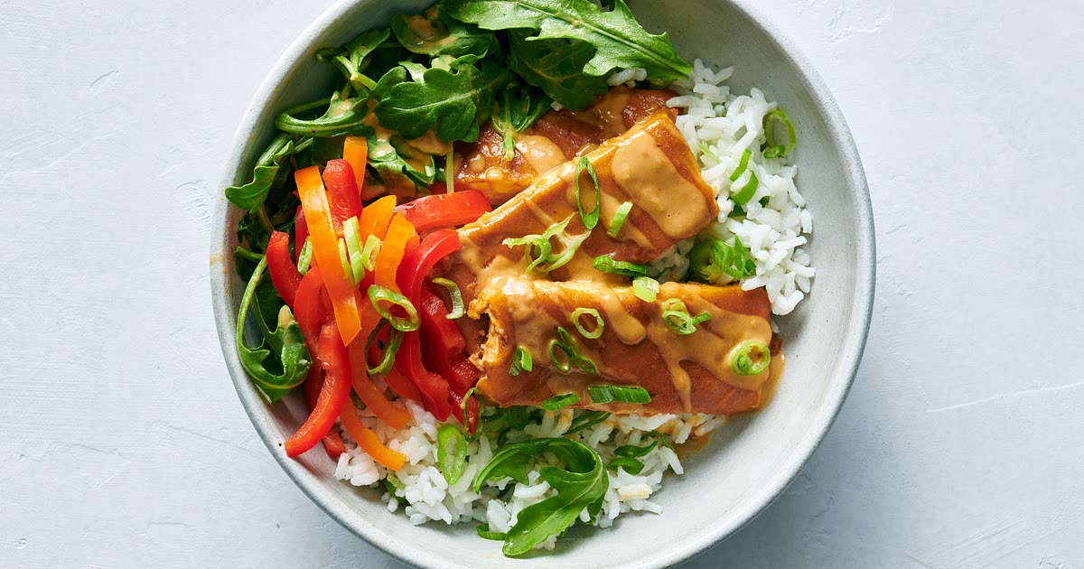 Baked Tofu With Peanut Sauce and CoconutLime Rice Recipe Samsung Food