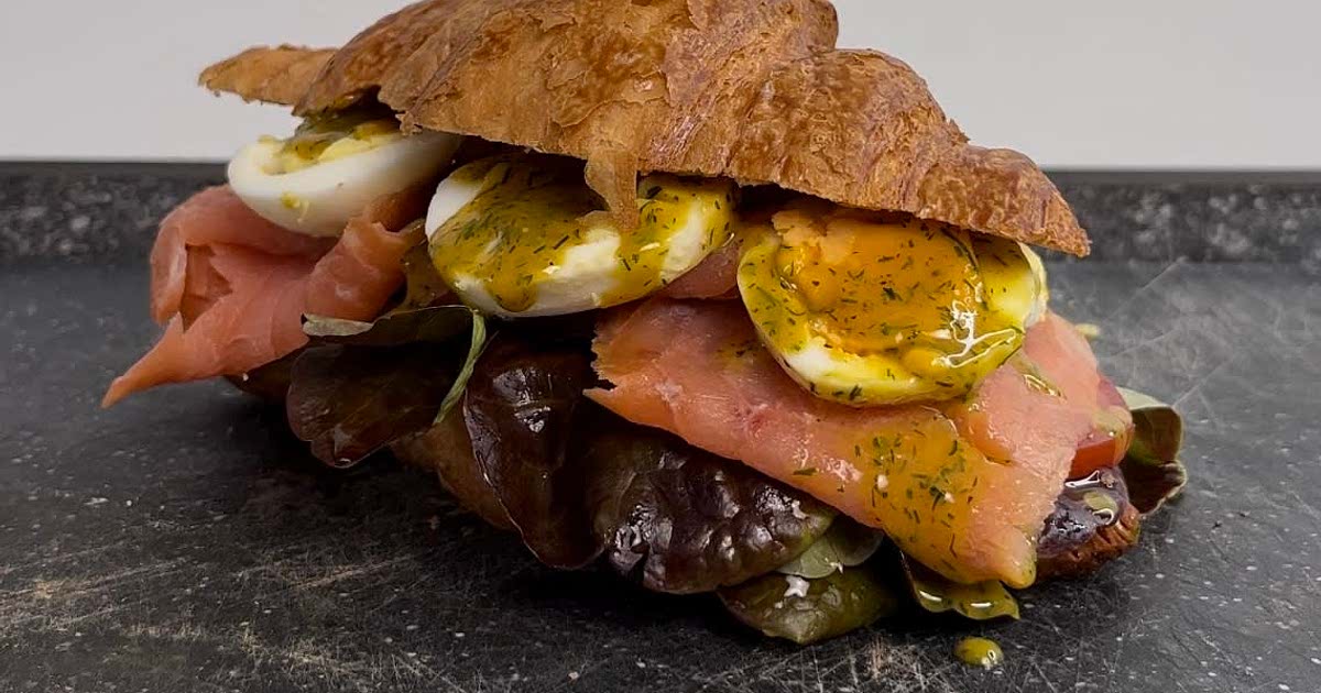 Salmon croissant sandwich Recipe — Samsung Food