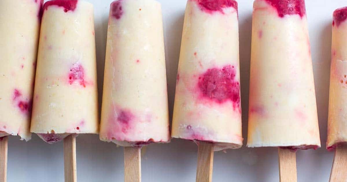 Low FODMAP Peaches and Cream Popsicles with Raspberries Recipe