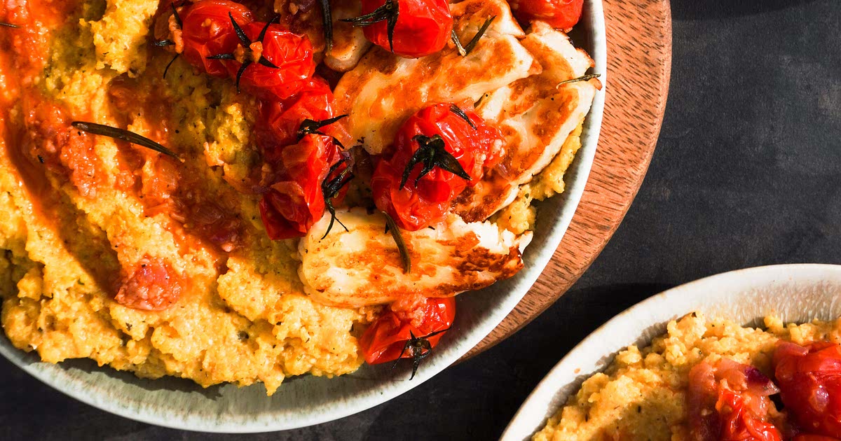 Polenta With Cherry Tomatoes & Fried Halloumi Recipe Samsung Food
