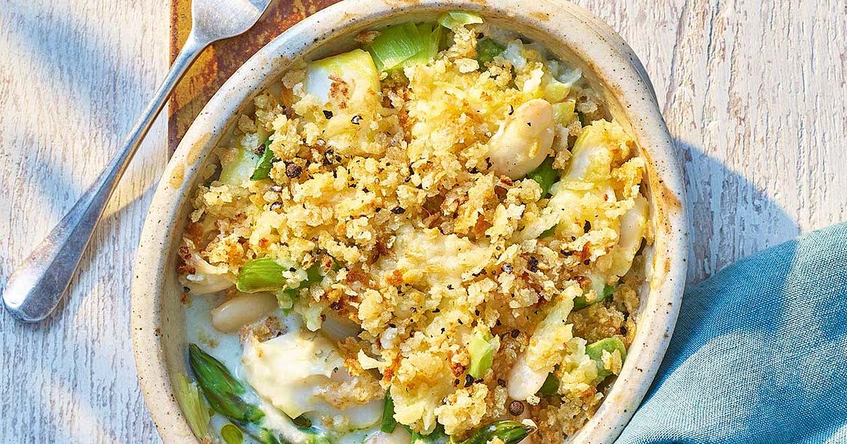 Smoked haddock, asparagus and bean gratin Recipe — Samsung Food