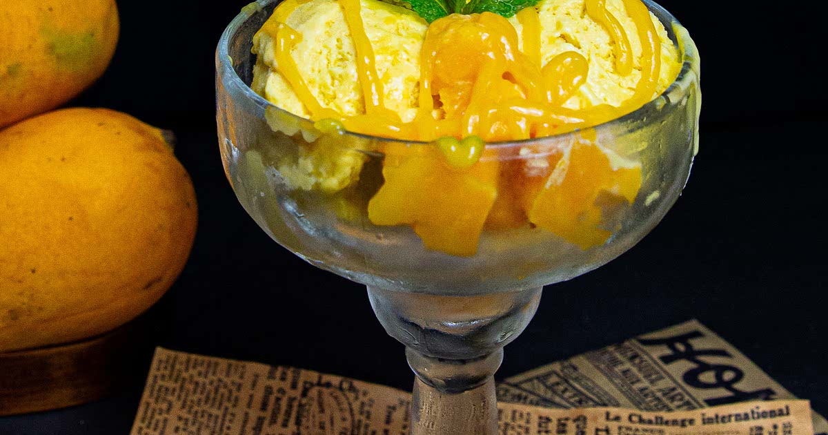 Mango ice cream without machine outlet