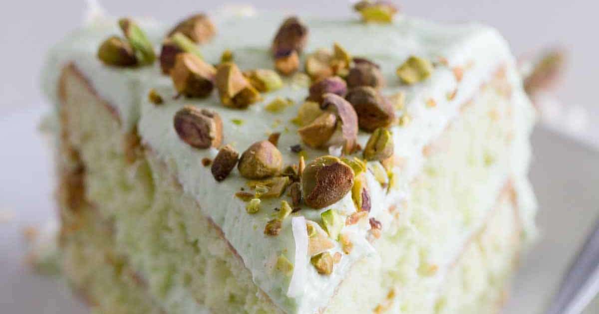 Pistachio Pudding Cake {Texas Sheet Cake} - LemonsforLulu.com