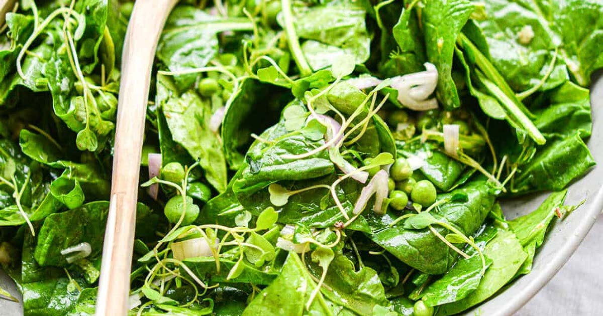 Spring Spinach Spring Spinach Salad Recipe with Spicy Dressing and Herbs - Samsung Food