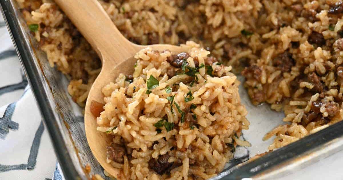 French Onion Ground Beef and Rice Casserole Recipe Samsung Food
